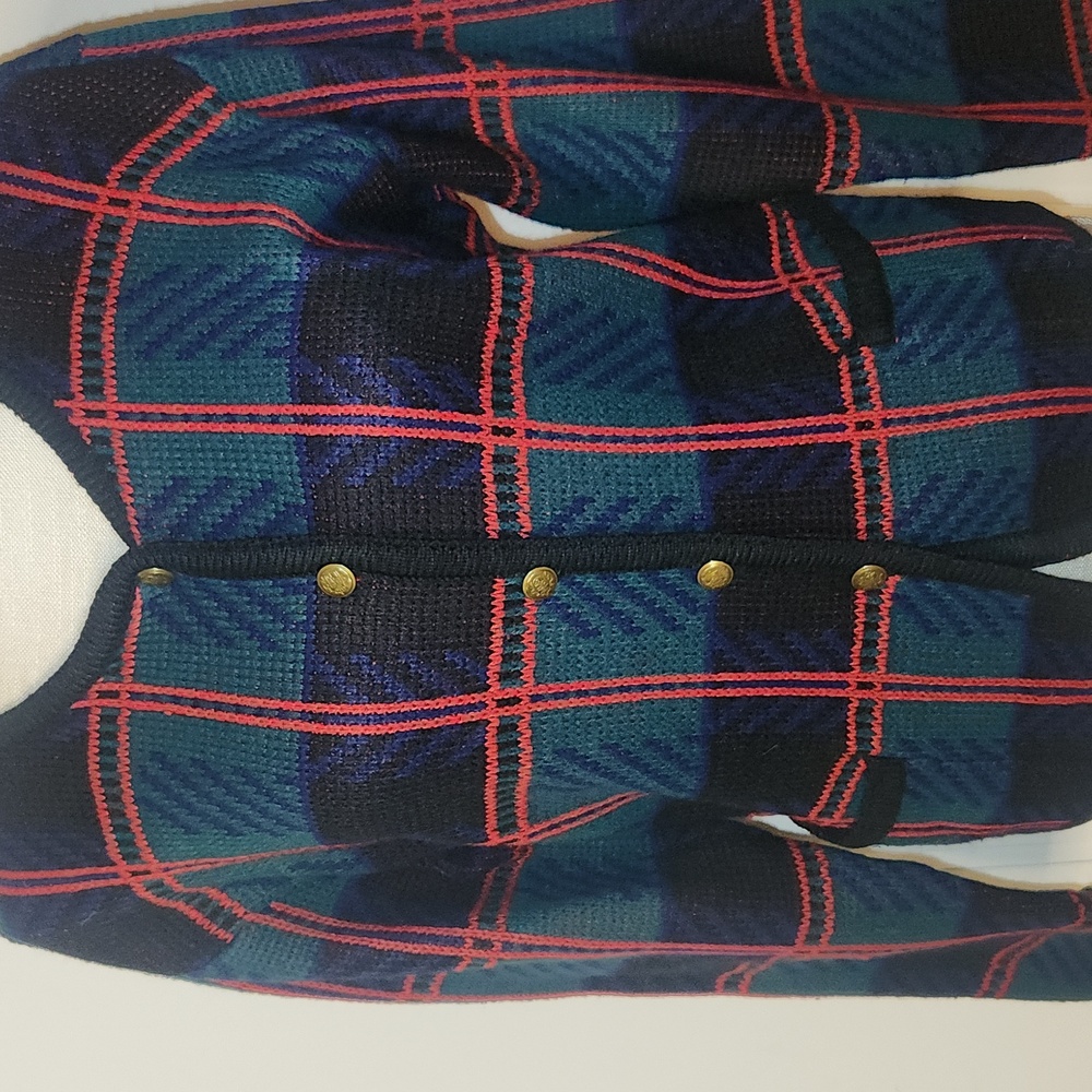 Vintage Button Down Plaid Knit Preppy Clueless Blazer Jacket